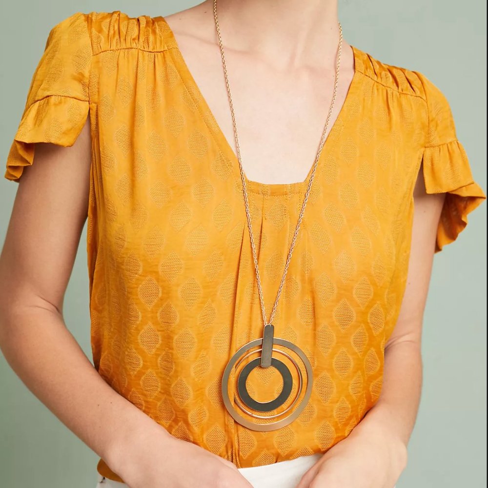 Anthropologie Maeve Hailey Flutter-Sleeve Top